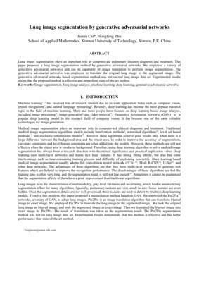 Copertina documento PDF - Segmentazione di Immagini Polmonari con Generative Adversarial Networks (GAN): Un'Analisi Tecnica