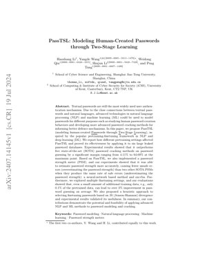PDF文書カバー - PassTSL：二段階学習による人間作成パスワードのモデリング - NLP駆動型パスワードクラッキングと強度推定の深掘り解説